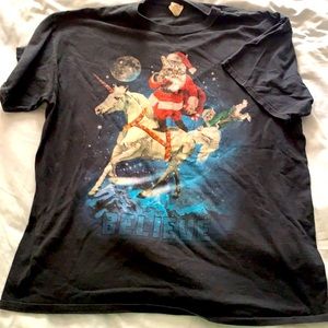 Awesome Vintage Black Cat Unicorn Reindeer Believe T-shirt!